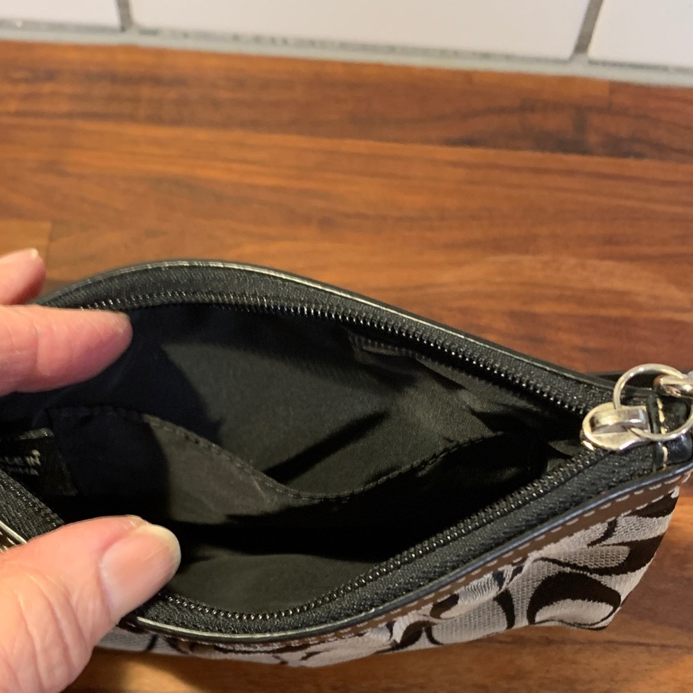 Coach Black and Tan Patterned Wristlet - Picture 4 of 6